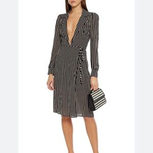 Reformation Salem Striped Crepe Wrap Dress